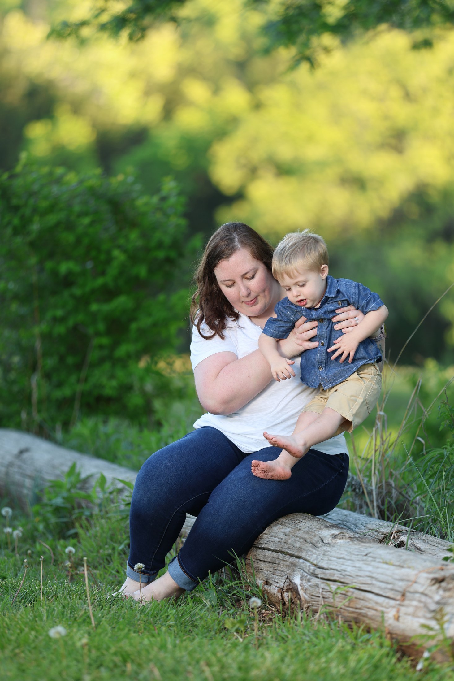 Close family portrait in warm evening light