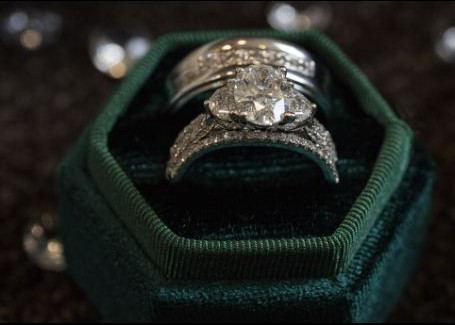 Close wedding ring box detail